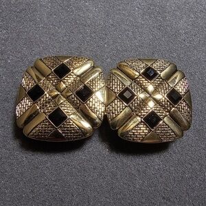 Vintage Douglass Paquette Double Square Gold Tone Jeweld Ornate Belt Buckle